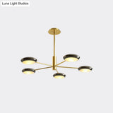 Modern Starburst Chandelier With Black/Silver Drum Shade - 3/4/5 Heads Ceiling Light For Living Room