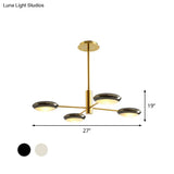 Modern Starburst Chandelier With Black/Silver Drum Shade - 3/4/5 Heads Ceiling Light For Living Room