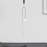 Modern Black Pendant Light For Living Room With Global Glass Shade - 48/64 Length