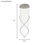 Modern Style 6 - Light Nickel Flushmount Crystal Flush Ceiling Light For Corridor - Spiral Design