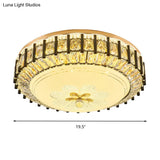 Modern Style Black Gear Ceiling Lamp With Led Faceted K9 Crystal Flush Mount Fixture - 3Rd