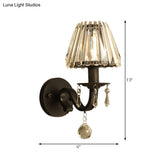 Modern Style Black/Gold Finish Crystal Shade Wall Sconce For Living Room