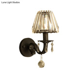 Modern Style Black/Gold Finish Crystal Shade Wall Sconce For Living Room