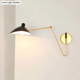 Modern Style Duckbill Shade Wall Lamp With Metallic Finish Black Sconce Lighting Straight/Curved Arm
