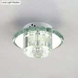 Modern Style K9 Crystal Led Flush Ceiling Light Fixture - Round Corridor In Clear