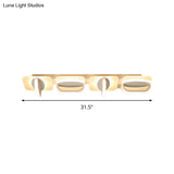 Modern Style Led Linear Ceiling Light Flushmount Design In Warm/White 31.5’/39’ W - White Acrylic