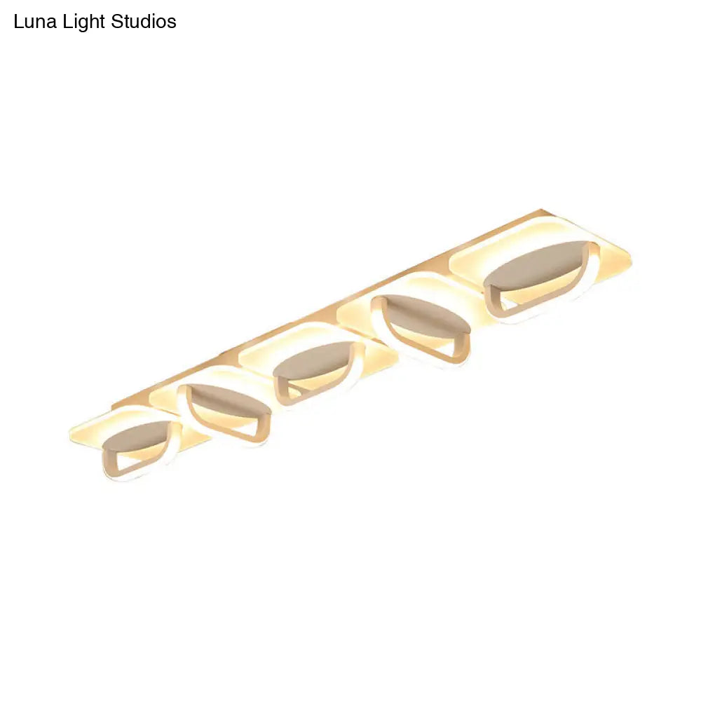 Modern Style Led Linear Ceiling Light Flushmount Design In Warm/White 31.5’/39’ W - White Acrylic