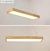 Modern Style Led Wooden Island Ceiling Light Fixture - Wood Rectangle Design