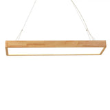 Modern Style Led Wooden Island Ceiling Light Fixture - Wood Rectangle Design / White