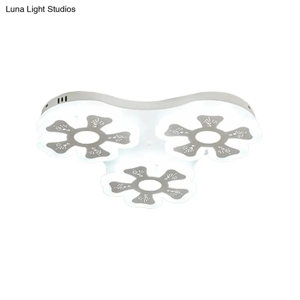 Modern Style White Floral Ceiling Lamp - Acrylic Flush Mount Light For Study Room & Corridor