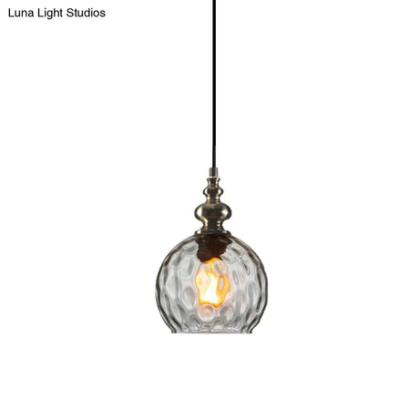 Modern Stylish Clear/Smoke Gray Dimpled Glass Pendant Lamp - 8’’/10’’ W Global Shade