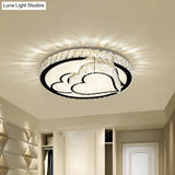 Modern Surface Mounted Led Ceiling Lamp With Clear Embedded Crystals - Loving Heart/Mushroom/Flower