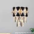 Modern Surface Wall Lamp Fixture - Cut Crystal Ovals Sconce Light With Black Finish Tapered 3 Heads