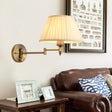 Modern Swing Arm Paper Wall Mount Lamp With Shade - 1 Light White/Beige Sconce For Living Room White