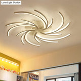 Modern Swirl Flush Mount Lamp - Acrylic Ceiling Fixture With 3/4/5 Lights For White Bedroom