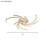 Modern Swirl Flush Mount Lamp - Acrylic Ceiling Fixture With 3/4/5 Lights For White Bedroom
