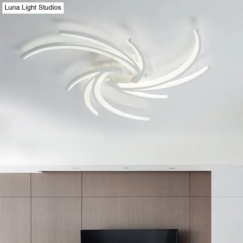 Modern Swirl Flush Mount Lamp - Acrylic Ceiling Fixture With 3/4/5 Lights For White Bedroom