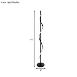 Modern Swirly Led Floor Lamp In Black With Adjustable Light Colors For Bedroom Reading