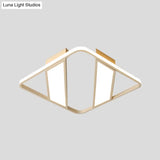 Modern Symmetrical Trapezoid Shade Flush Light Fixture - Black/White Integrated Led Ceiling Mount