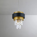 Modern Taper Great Room Down Mini Pendant With Crystal Prisms Black And Gold Finish - 1 Bulb