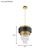 Modern Taper Great Room Down Mini Pendant With Crystal Prisms Black And Gold Finish - 1 Bulb