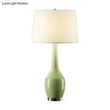 Modern Tapered Drum Table Light - Vibrant 1-Light Nightstand Lamp With Long Neck Vase Base In