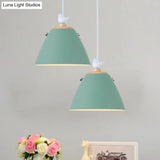 Modern Tapered Pendant Light - Grey/White/Yellow Metal Ceiling Lighting