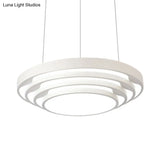 Modern Tapered Round Pendant Ceiling Light Kit - Metal Led Hanging In Black/White Warm/White/Natural