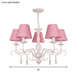 Modern Tapered Shade Baby Bedroom Chandelier With Crystal Accent - Metal Hanging Light