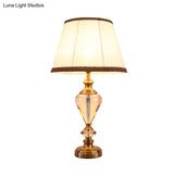 Modern Teardrop Crystal Task Lamp In Beige - Hand-Cut & Adjustable 1-Light Reading Nightlight