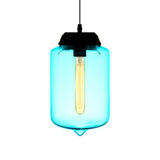 Modern Teardrop Glass Pendant Light With Red/Brown/Blue Hue - 1-Light Hanging Fixture Sky Blue