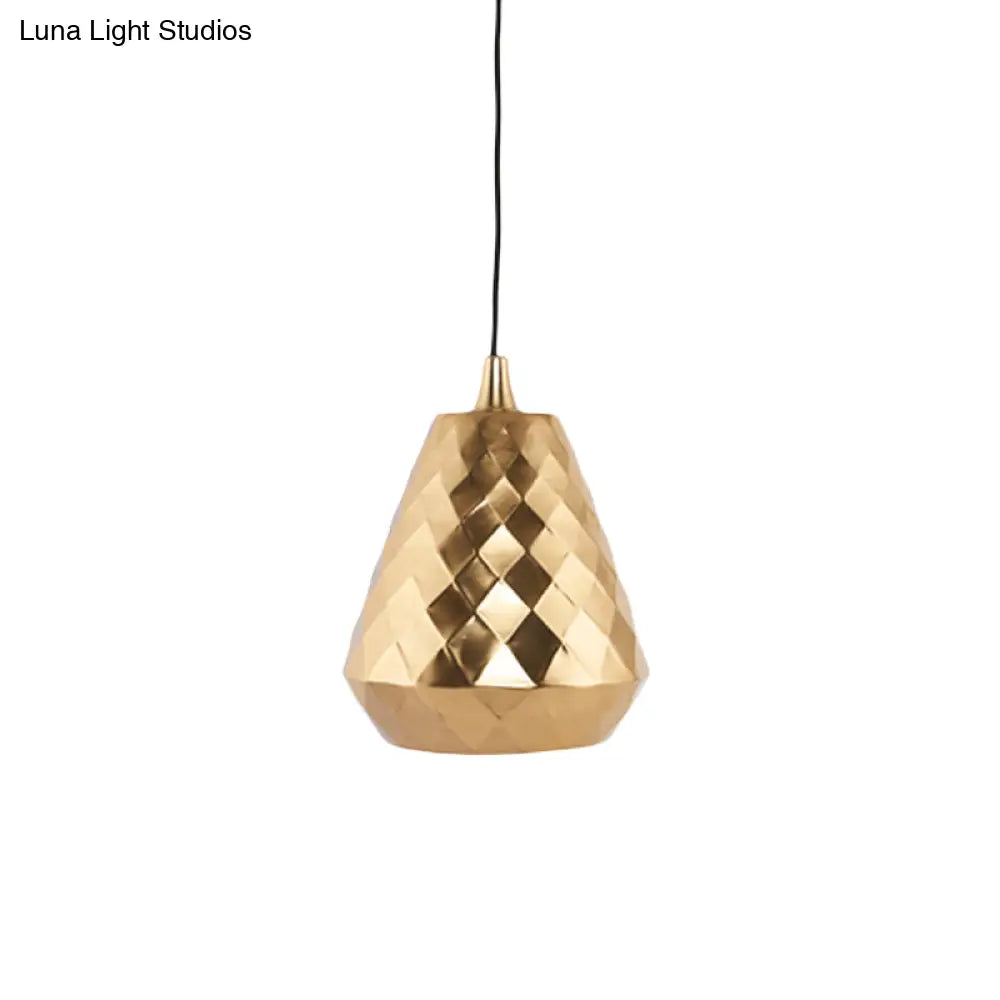 Modern Teardrop Iron Ceiling Pendant Lamp In Gold For Bedroom Lighting