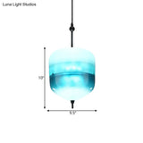 Modern Teardrop Pendant Light In Blue With White/Warm Glass Shade