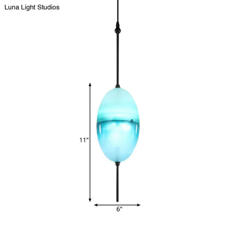 Modern Teardrop Pendant Light In Blue With White/Warm Glass Shade