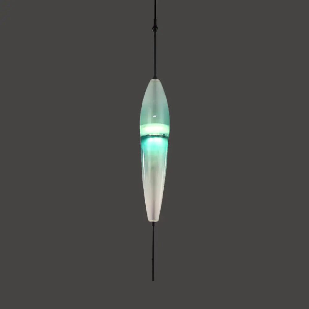 Modern Blue Teardrop Pendant Lamp With Glass Shade In White/Warm Light