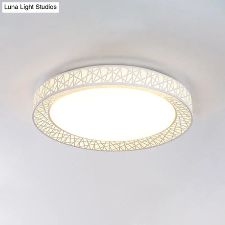 Modern Thin Iron Bird Nest Flush Light Fixture In White With Led Surface Ceiling Lamp And Recessed