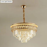 Modern Tiered Crystal Prism Led Pendant Light With Rose Gold Trim