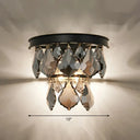Modern Tiered Sconce Light With Cut-Crystal Accents - Sleek Bedside Wall Mount Fixture (2 Bulbs)