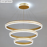 Modern Tiers Led Chandelier: Minimalist Acrylic Parlor Ring Suspension Light