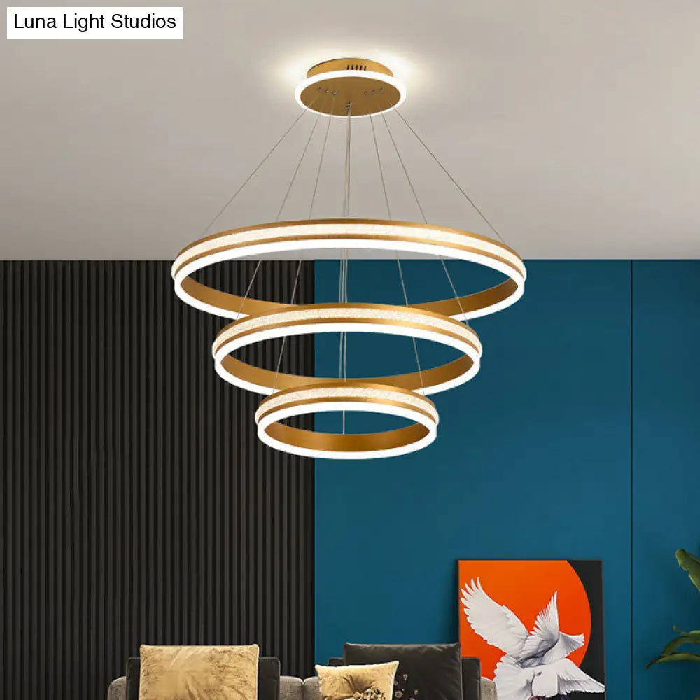 Modern Tiers Led Chandelier: Minimalist Acrylic Parlor Ring Suspension Light