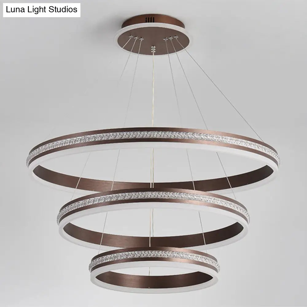 Modern Tiers Led Chandelier: Minimalist Acrylic Parlor Ring Suspension Light