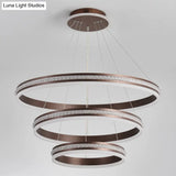 Modern Tiers Led Chandelier: Minimalist Acrylic Parlor Ring Suspension Light