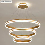 Modern Tiers Led Chandelier: Minimalist Acrylic Parlor Ring Suspension Light