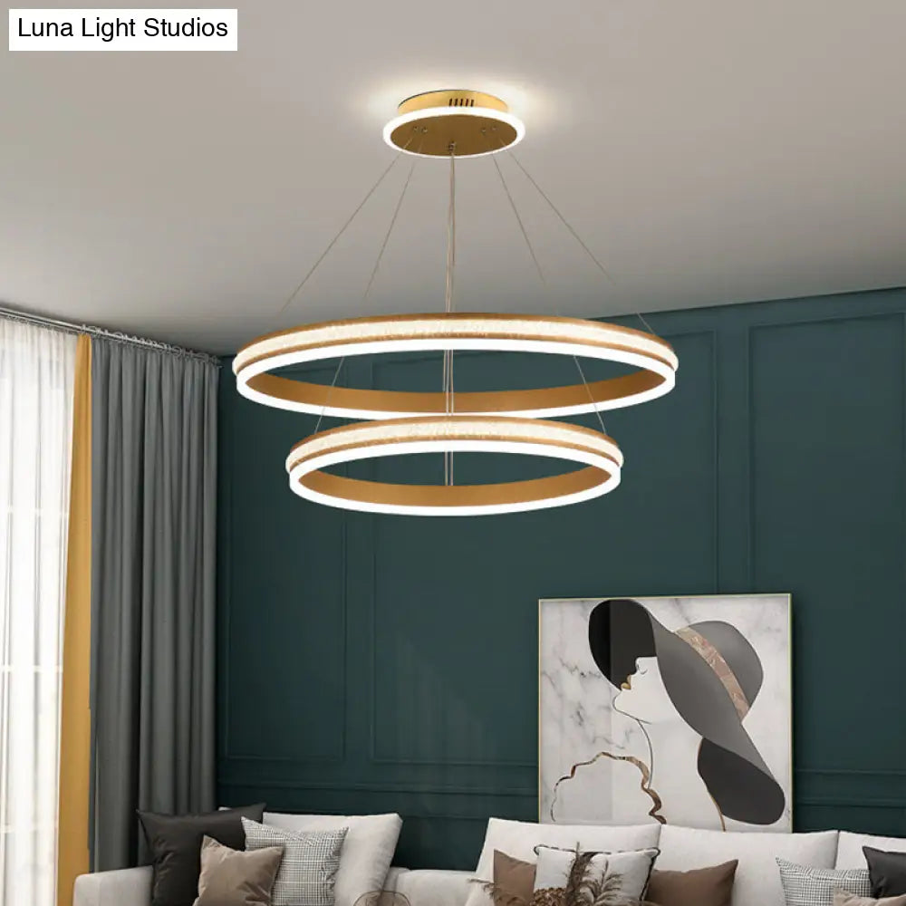 Modern Tiers Led Chandelier: Minimalist Acrylic Parlor Ring Suspension Light