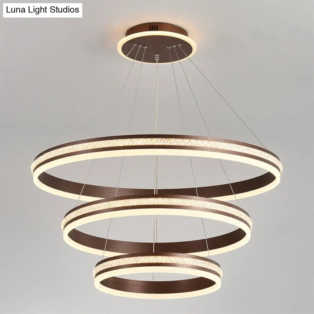 Modern Tiers Led Chandelier: Minimalist Acrylic Parlor Ring Suspension Light