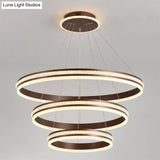 Modern Tiers Led Chandelier: Minimalist Acrylic Parlor Ring Suspension Light