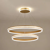 Modern Tiers Led Chandelier: Minimalist Acrylic Parlor Ring Suspension Light Gold / 24+31.5 White