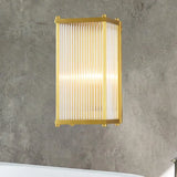 Modern Translucent Crystal Cuboid Wall Sconce Light Gold Surface 12/19.5 Wide / 12