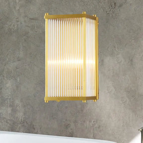 Modern Translucent Crystal Cuboid Wall Sconce Light Gold Surface 12/19.5 Wide / 12