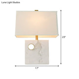 Modern Trapezoid Fabric Task Light Desk Lamp - White Small 1-Head With Square Marble Base